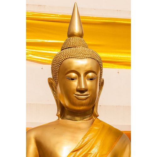 Thailand-Nong Khai Province Head and shoulders of golden Buddha statue